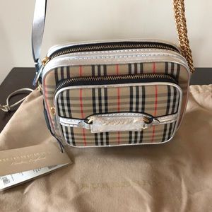 burberry vintage check link crossbody camera bag